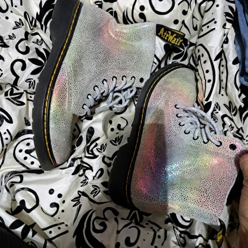 Dr. Martens Pink and Green Glitter Boots